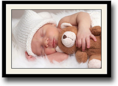 

Cute baby sleeping with teddy Fine Art Print(10 inch X 14 inch, Framed)