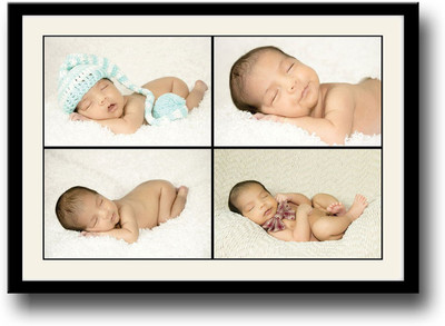 Collage of 4 baby images Fine Art Print(10 inch X 14 inch, Framed)