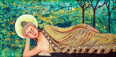 

Sleeping Buddha With Lotus Flowers - Medium Size Rolled Digital Art Print On Photographic Paper(27 inch X 18 inch, Rolled)