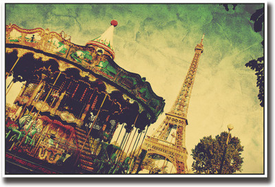 

Fare and Eiffel tower in Paris Fine Art Print(12 inch X 18 inch, Rolled)