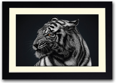 

Black and White Tiger Fine Art Print(14 inch X 20 inch, Framed)