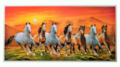 

Bm Traders Textured Art Work Vatsu Sunrise with 7 horses Unframed Poster (20 X 40 Inches) Paper Print(20 inch X 40 inch, Rolled)