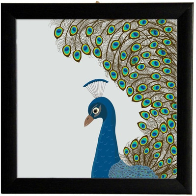 

Beautiful Peacock in Blue Square Framed Poster Paper Print(9.2 inch X 9.2 inch, Framed)
