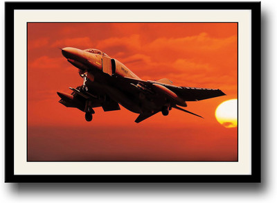 

Fighter plane flying during sunset Fine Art Print(10 inch X 14 inch, Framed)