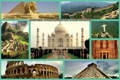 

Seven Wonders Of The World Paper Poster 12"x18" Paper Print(13 inch X 19 inch, Rolled)