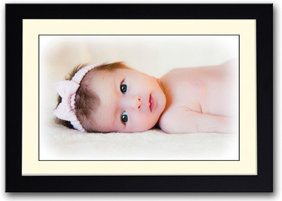 

Baby With Pink Hair Band Looking Fine Art Print(14 inch X 20 inch, Framed)