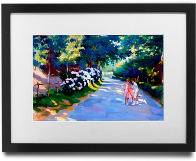 

Shaildha's Water Colour Painting Print of Bicycle Lesson Fine Art Print(9 inch X 11 inch)