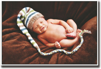 

Cute baby with long tail cap Fine Art Print(12 inch X 18 inch, Rolled)