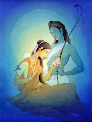 

Oshi - Ram and Sita Paper Print(16 inch X 12 inch, Streched)
