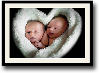 

Two cute baby in a heart Fine Art Print(10 inch X 14 inch, Framed)