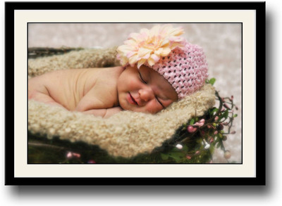 

Smiling baby in basket Fine Art Print(10 inch X 14 inch, Framed)