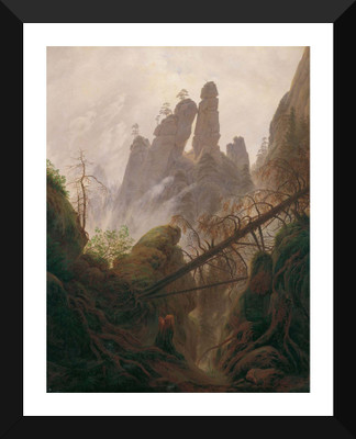 

Tallenge Old Masters Collection - Rocky ravine in the Elbe Sandstone Mountains by Caspar David Friedrich - Premium Quality A3 Size Framed Poster Paper Print(17 inch X 12 inch, Framed)