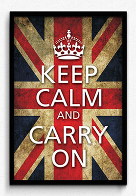 Seven Rays Keep Calm and Carry On- Flag Framed (Small)(19 inch X 13 inch)