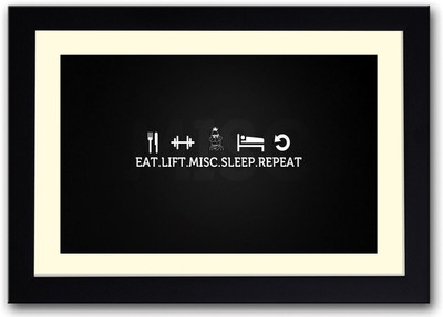 

Eat and lift Fine Art Print(14 inch X 20 inch, Framed)
