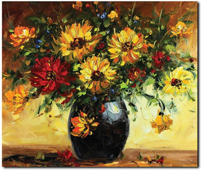 75% OFF on Stybuzz Flowerpot Painting Art Frameless Canvas Art(22 inch X 18 inch)