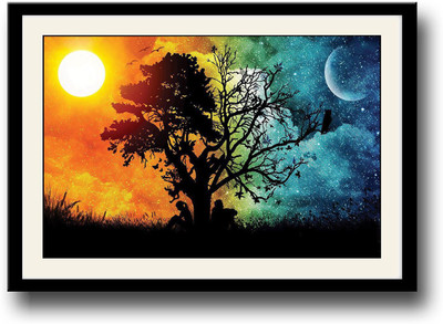 Night and Day Fine Art Print(10 inch X 14 inch, Framed)