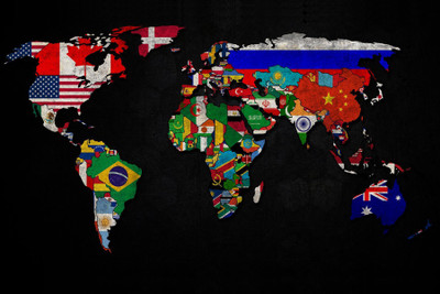 

Wall1ders World Map And Flags Paper Print(12 inch X 18 inch, Rolled)