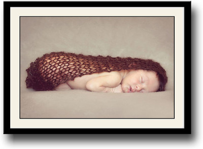 

Adorable cute newborn baby in brown net Fine Art Print(10 inch X 14 inch, Framed)