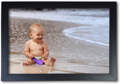 

Cute Baby on a Beach Poster with Frame Paper Print(14 inch X 20 inch, Streched)
