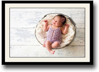

Cute little baby in basket Fine Art Print(10 inch X 14 inch, Framed)