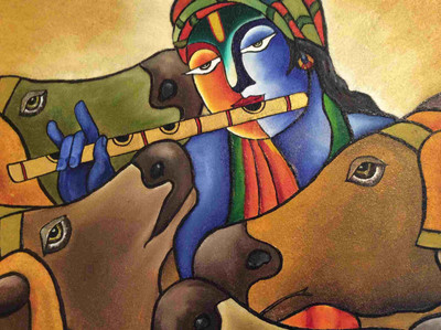 25% OFF on Painting without Frame Canvas Art Krishna-13 Canvas Art(18 inch X 22 inch)