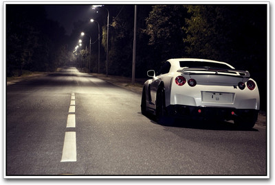 

White Nissan sports Car Paper Print(12 inch X 18 inch)