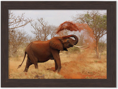

Elephants Nature Themed Framed Poster Photographic Paper(13.5 inch X 10 inch, Box Packing)