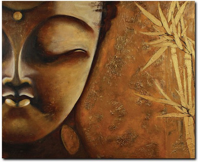 75% OFF on Stybuzz Brown Lord Buddha Face Frameless Canvas Art(22 inch X 18 inch)
