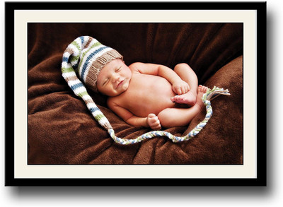 

Cute baby with long tail cap Fine Art Print(10 inch X 14 inch, Framed)