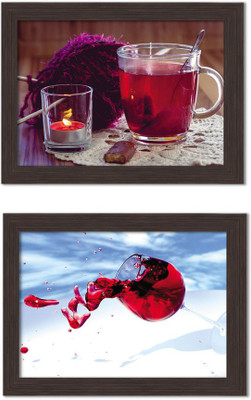 

Pack of 2 Framed Posters For Dining Room / Kitchen / Restaurant / Minibar / Bachelor Pad Room Photographic Paper(13.5 inch X 10 inch, Box Packing)