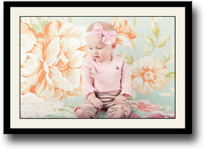 

Cute Baby with pink bow Fine Art Print(10 inch X 14 inch, Framed)