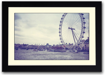 

Giant Wheel River and Boats Fine Art Print(14 inch X 20 inch, Framed)