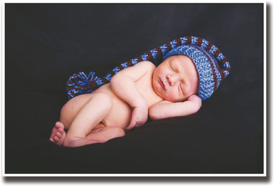 Cute Baby sleeping with tail hat Fine Art Print(12 inch X 18 inch, Rolled)
