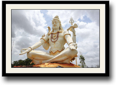 

White Lord Shiva statue Fine Art Print(10 inch X 14 inch, Framed)