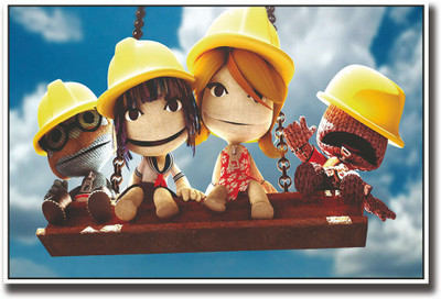 

Cute cartoons with yellow hats Fine Art Print(12 inch X 18 inch, Rolled)