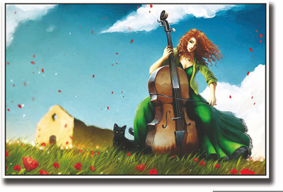 

Posterhouzz Girl playing cello Fine Art Print(12 inch X 18 inch, Rolled)