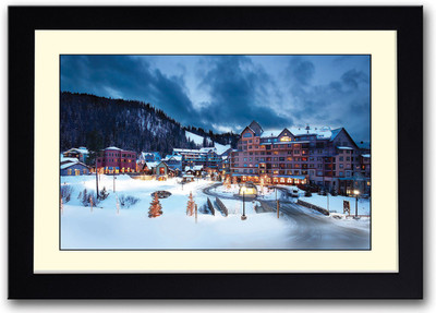 Snow Covered Town Fine Art Print(14 inch X 20 inch, Framed)