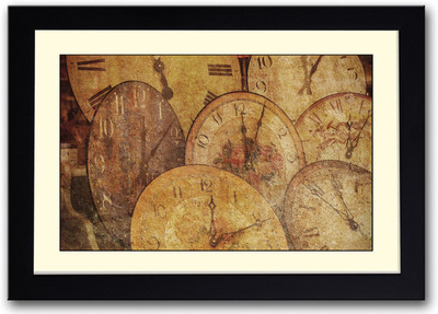 

Vintage clocks painting Fine Art Print(14 inch X 20 inch, Framed)