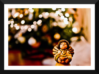 

Tallenge - Christmas Art - Angel With Bokeh - Small Size Ready To Hang Framed Digital Art Print On Photographic Paper(12 inch X 8 inch, Framed)