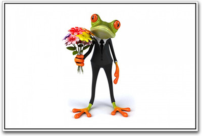 

Frog with Flowers Paper Print(12 inch X 18 inch)