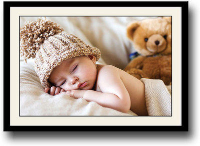 

Baby sleeping with brown teddy Fine Art Print(10 inch X 14 inch, Framed)