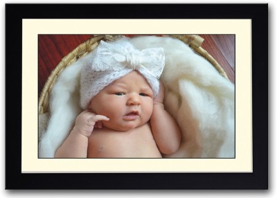 

Baby With White Bow Hat Fine Art Print(14 inch X 20 inch, Framed)