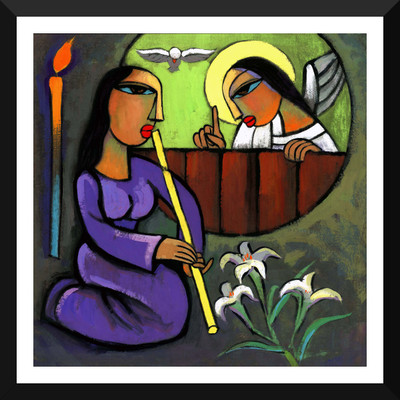 Tallenge - Christmas Art - AnnunciatiOn Photographic Paper(18 inch X 18 inch, Framed)