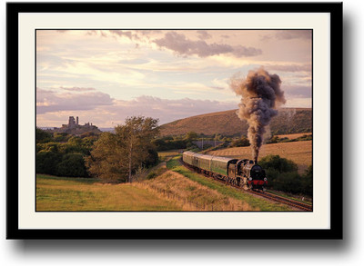 

Train running through fields Fine Art Print(10 inch X 14 inch, Framed)