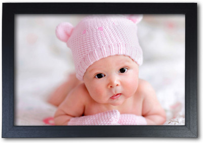 

Cute Baby in a Pink Hat (Ver. 2) Poster with Frame Paper Print(14 inch X 20 inch, Streched)