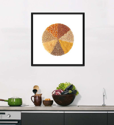 

Tallenge Art For Kitchen - A Circle Of Day-To-Day Food - Framed Art Print On Photographic Paper(12 inch X 12 inch, Framed)