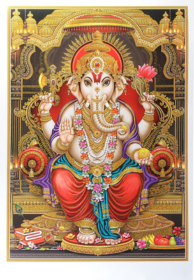 

Bm Traders Golden Zari Art Work Photo Of Ganesha Unframed Rolled Wall Poster (25 X 36 Inches) Fine Art Print(36 inch X 25 inch, Rolled)