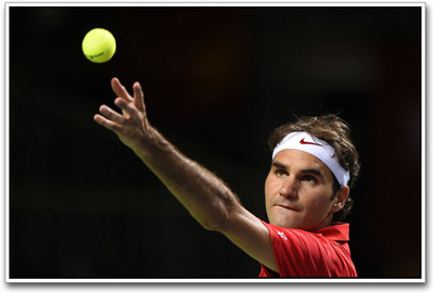 Roger Federer Serve Paper Print(12 inch X 18 inch)