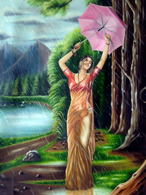 

Oshi - Lady In The Rain Paper Print(16 inch X 12 inch, Streched)