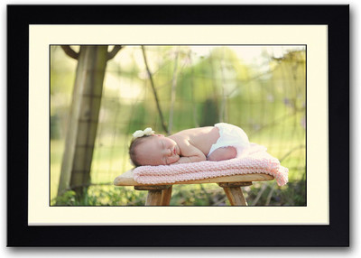 

Cute Baby Sleeping On Wooden Stool Fine Art Print(14 inch X 20 inch, Framed)